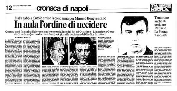 7 Novembre 1984 – Paese Sera «In aula l’ordine di uccidere» Eleonora Puntillo