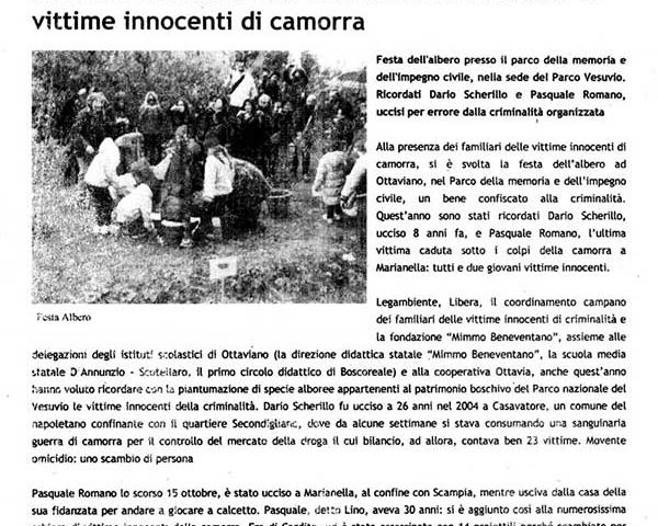 22 Novembre 2012 – Il Mediano «Studenti e associazioni ricordano ad Ottaviano le vittime innocenti di camorra»